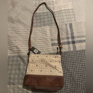 Myra Bag Cream & Brown Floral Crossbody